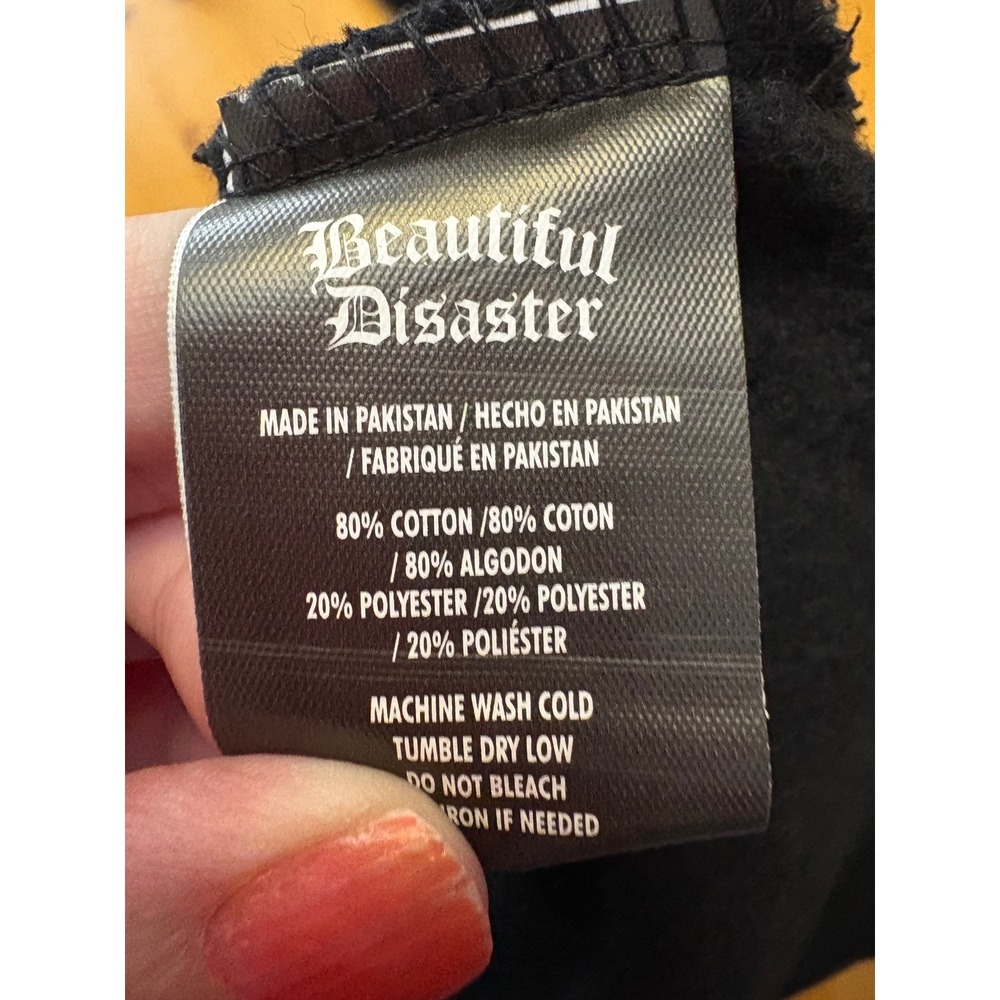 Beautiful Disaster Womens Black Graphic Hoodie Don't Judge Me By My Past 2X - Picture 6 of 8